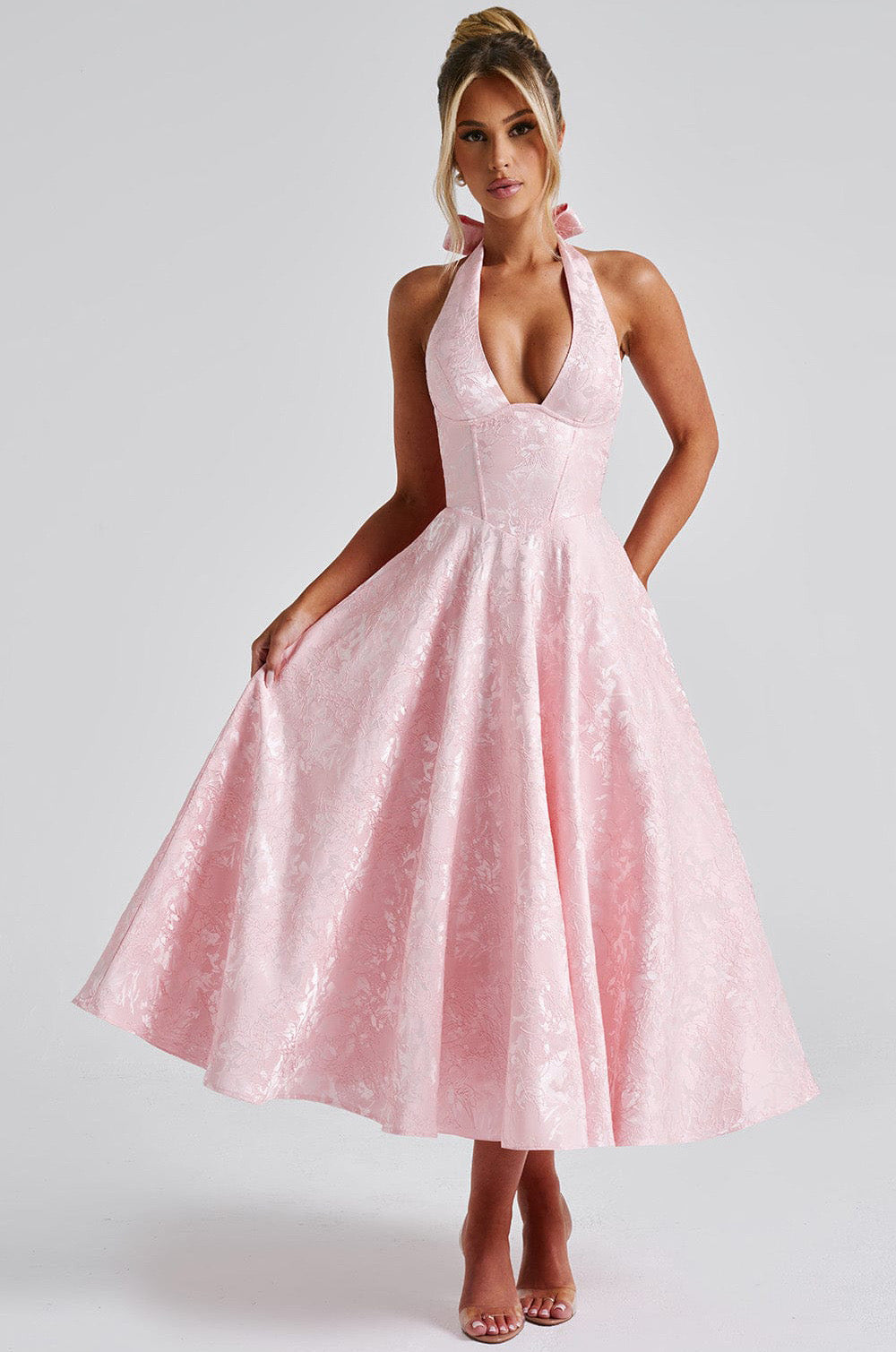 The Rosette Bloom Halter Midi Dress