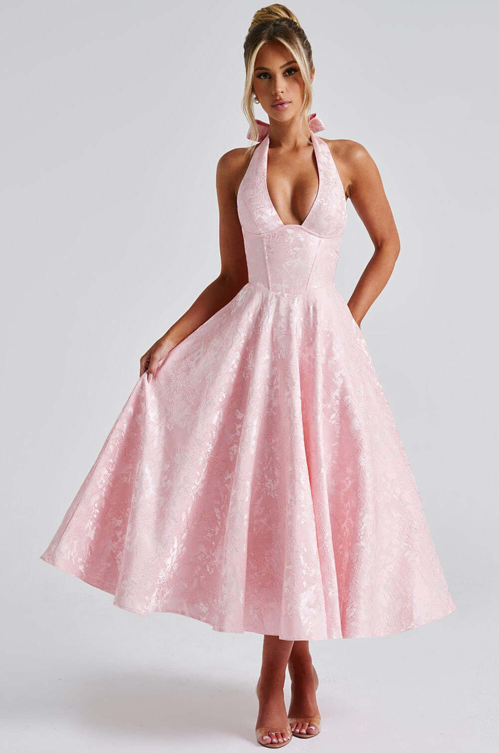 The Rosette Bloom Halter Midi Dress