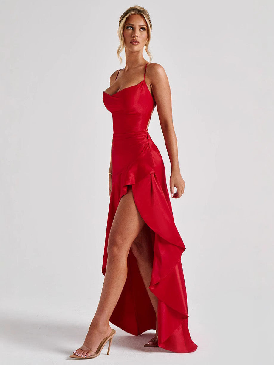 Elegant High-Low Satin Gown