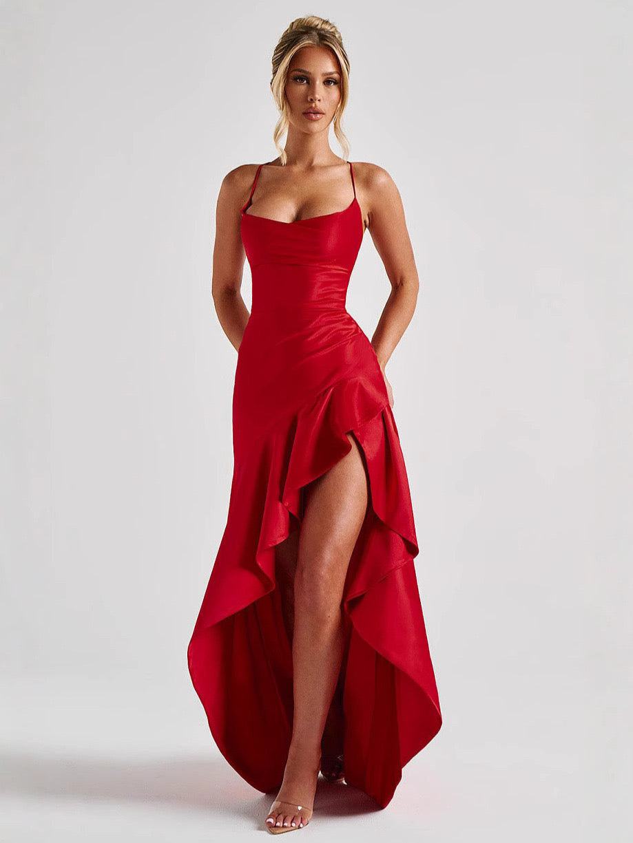 Elegant High-Low Satin Gown