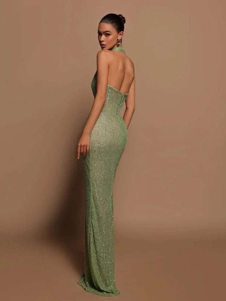 The Lumina Embellished Halter Gown