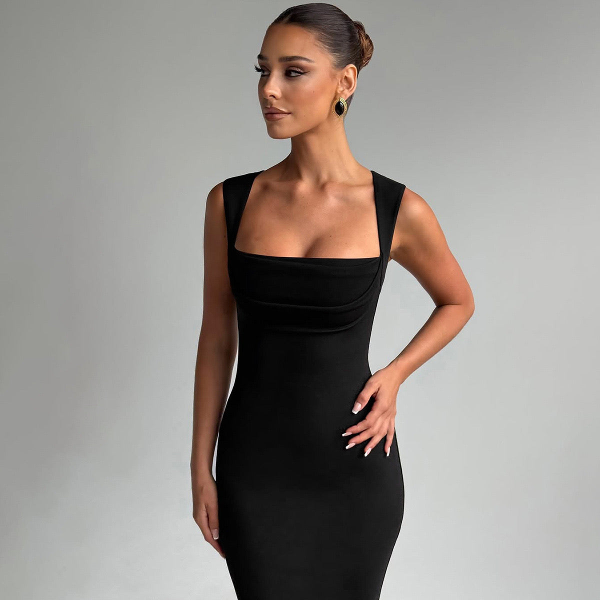 Black Square-Neck Maxi